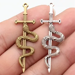 WYSIWYG 10pcs 54x17mm 2 Colors Acgn Cosplay Sword, Gun, Sword And Halberd Charms Snake-Shaped Sword Charms Pendant