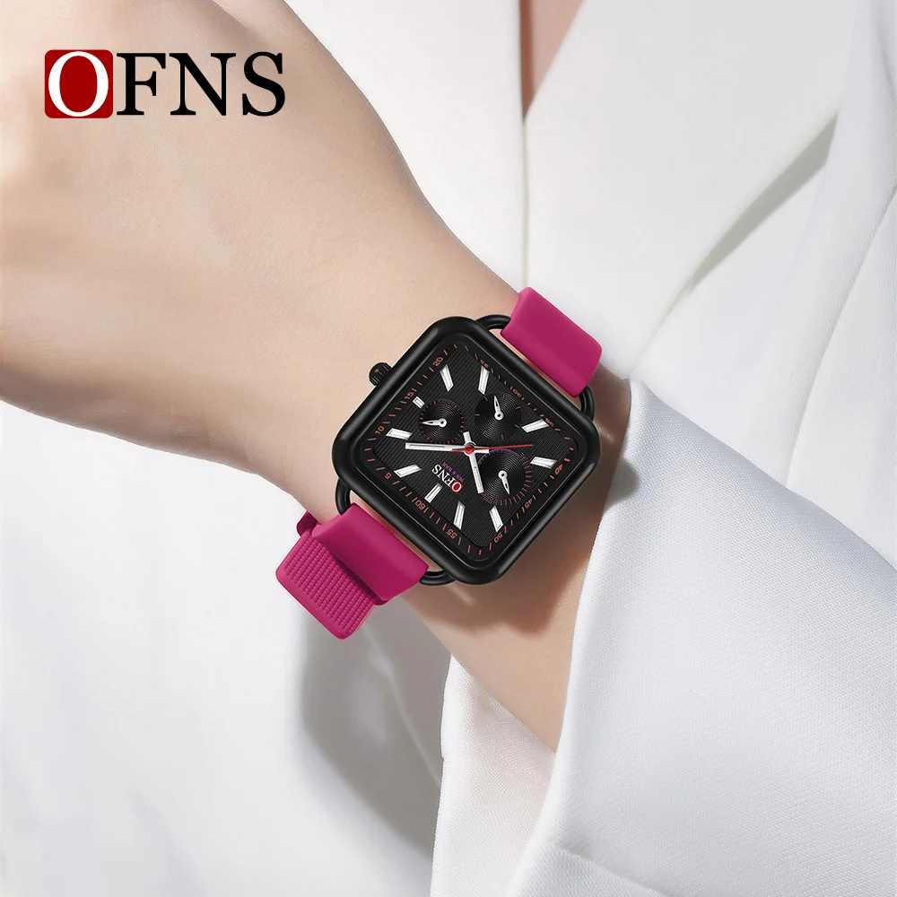 OFNS New 7503 Fashion Men's and Women's Quartz Watch Square Dial Waterproof Night Light Men's and Women's Quartz Watch
