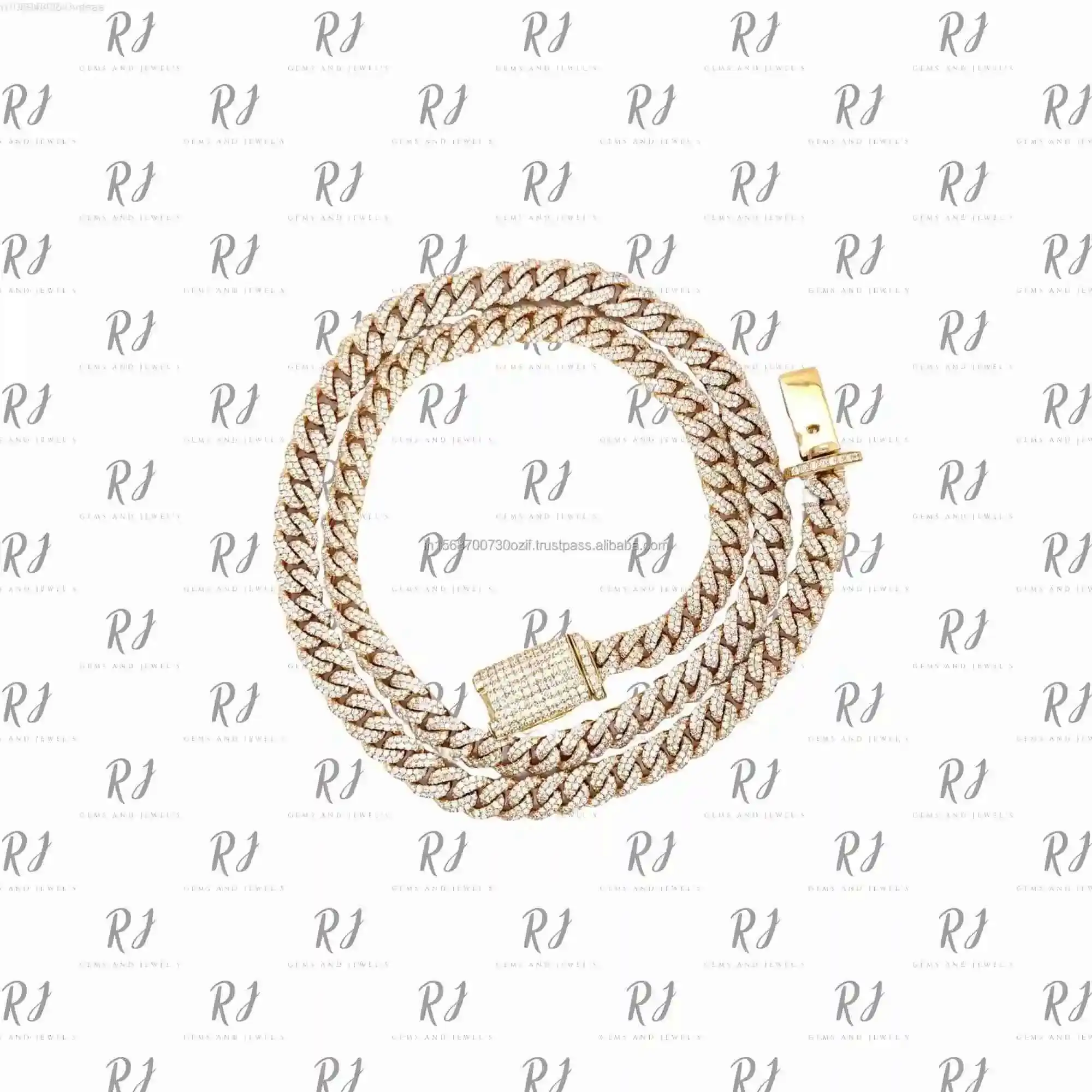 

Iced Out муассанит кубинская цепочка в стиле хип-хоп 7,5 мм золотое кубинское ожерелье в стиле Майами для мужчин и женщин