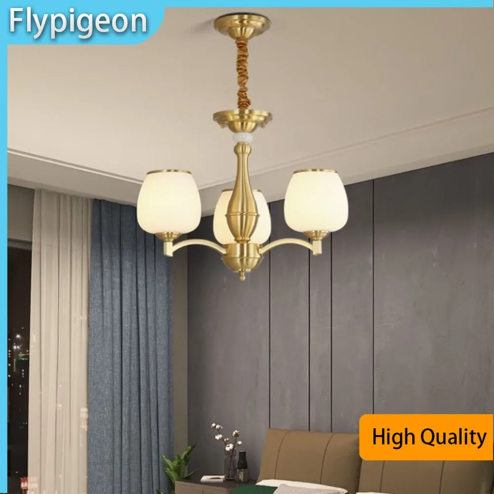 الأمريكية الفاخرة النحاس قلادة LED ضوء الراقية الإبداعية الرجعية الثريا لغرفة المعيشة غرفة نوم فندق إضاءة داخلية ديكور #5