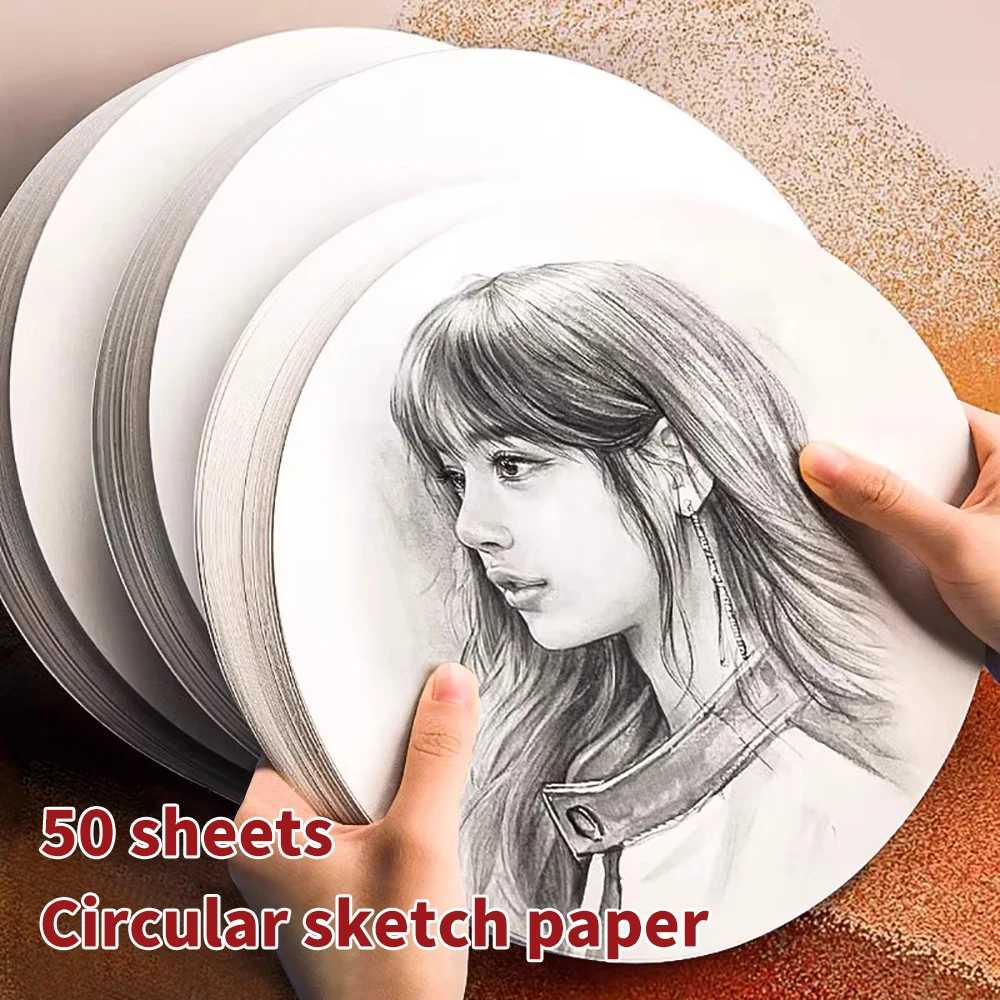 

Sketch Paper 20/50 Sheets 160g Artist Round Paper for Adults Students Graphite Charcoal Pencil Colored Pencil Gel Pens Drawing