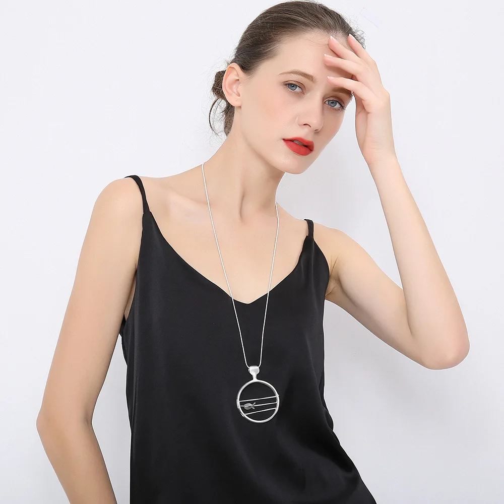 foreign trade jewelry new fish necklace retro simple versatile women ins pendant long chain sweater chain