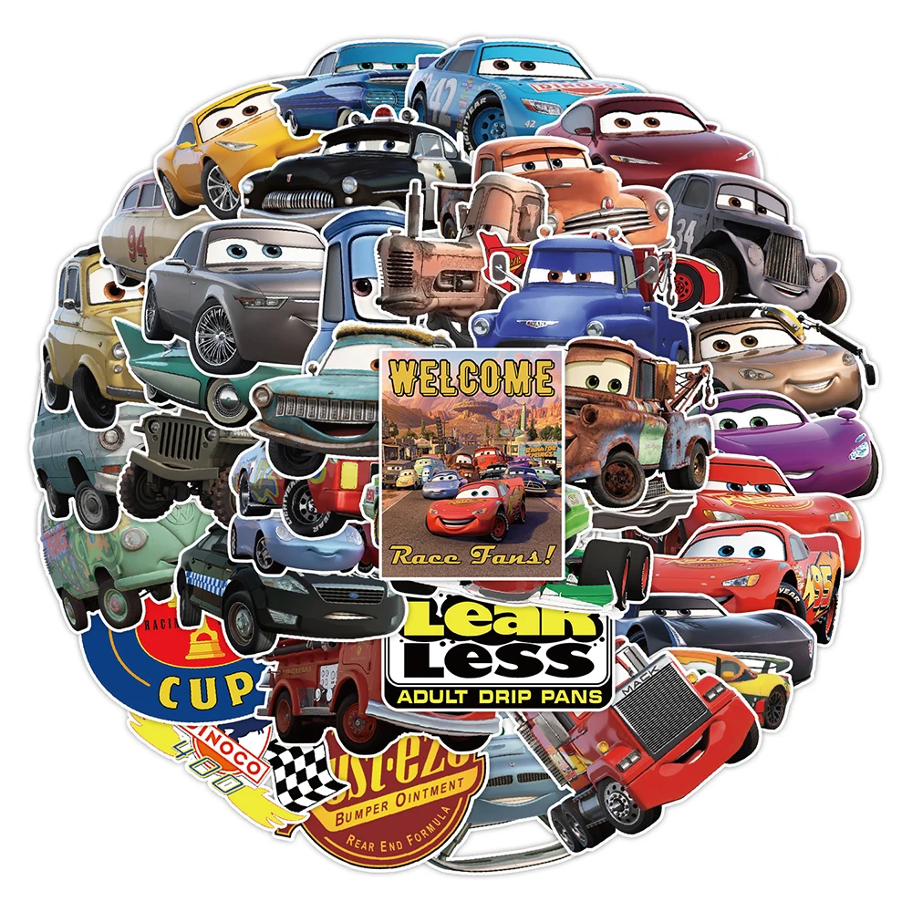 10/30/50pcs Disney Cartoon Cars Sally Carrera Lightning McQueen Stickers for Kids Cool DIY Laptop Car Waterproof Kid Sticker Toy