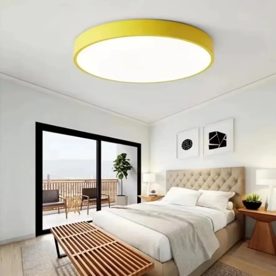 Circular LED Ceiling Light Modern Minimalist Creative Macaron Home Light Living Room Bedroom Kitchen Study Decoration Lighting
