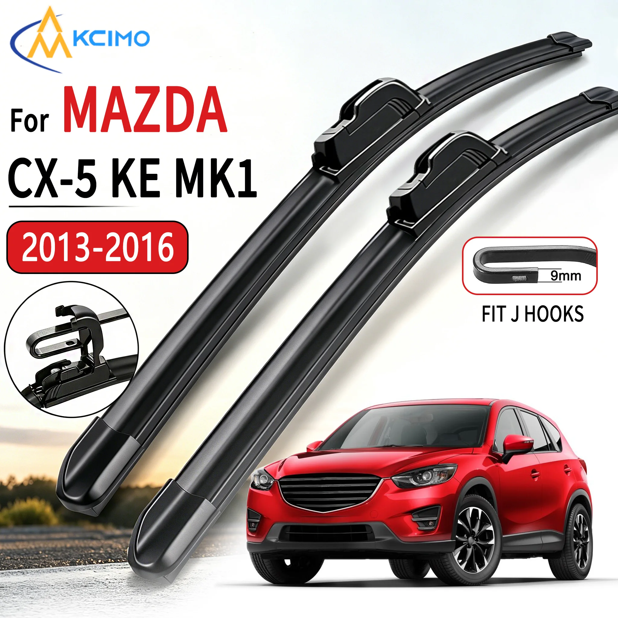 Wiper Blades 24"+18" For Mazda CX-5 KE MK1 2013-2016 Standard All Weather J Hook U Quiet Smooth Soft Rubber Windscreen Wipers