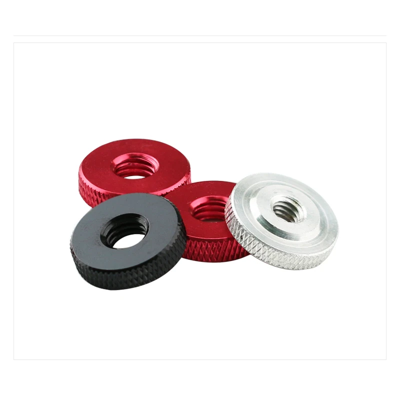 

M4~M10 Plane Thin Hand Nut Aluminum Alloy Knurled Step Nut With Collar Thumb Nuts Black/Red/Aluminium 2/8/15Pcs
