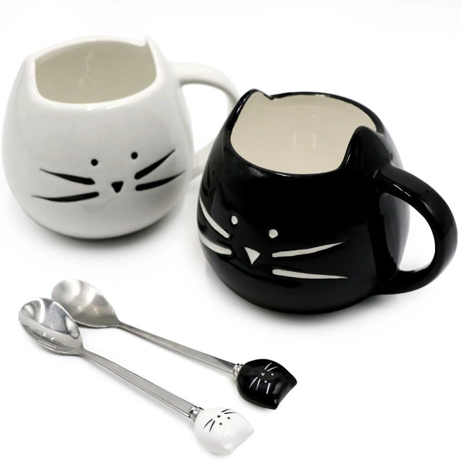 Perfect Present for any Occasion - Adorable Set of 12 Cute Ceramic Cat Lover's Coffee Mugs - Charming Kitty Tea Couple Cups - Id