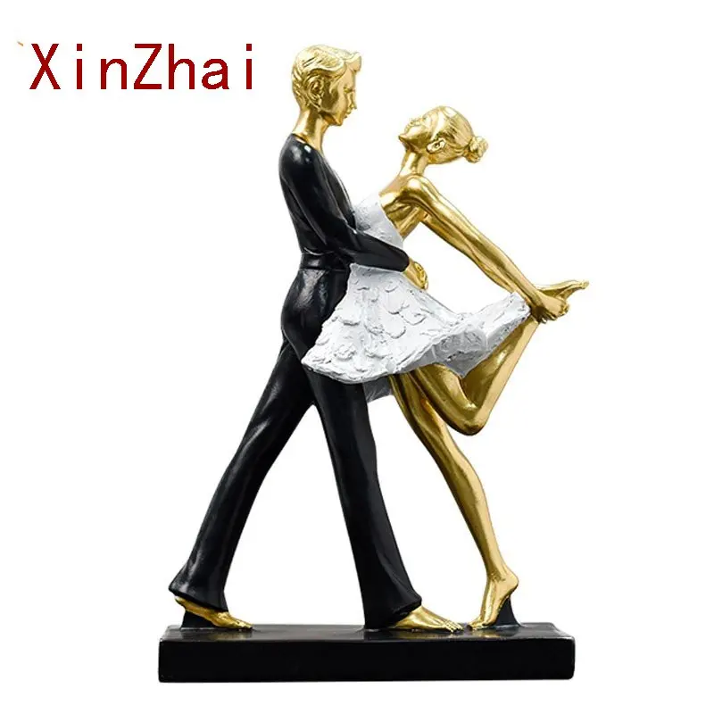 Vilead Dancing Couple Sculpture Romantic Wedding Engagement Figurine Abstract Statue Living Room Bedroom Decoration Accessories