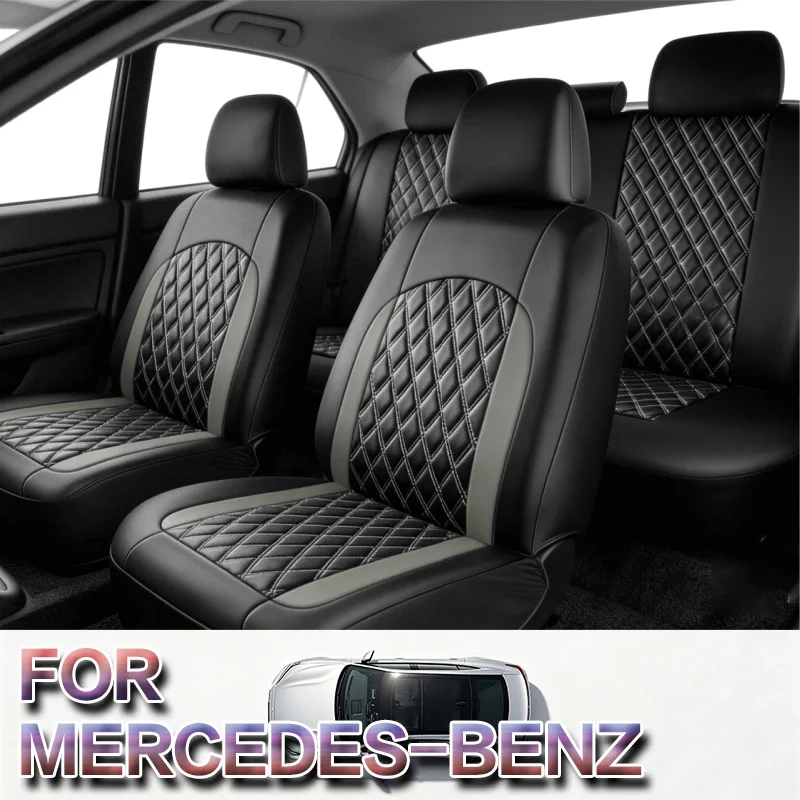 5-seat universal car seat cover For Mercedes-Benz 9pcs,Protective seat, PU leather, easy installation, reserved airbag position