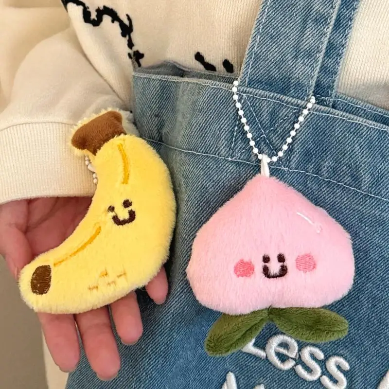 NEW New Cartoon Plush Fruits Keychain Cute Lemon Cherry Pendant Backpack Hanging Decoration Ornament Couple Friends Gift