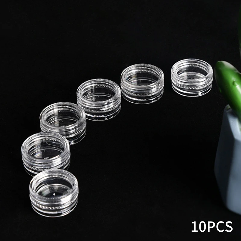 10Pcs Sample Clear Cream Jar Mini Cosmetic Bottles Containers Transparent Pot For Nail Arts Small Clear Can Tin For Balm