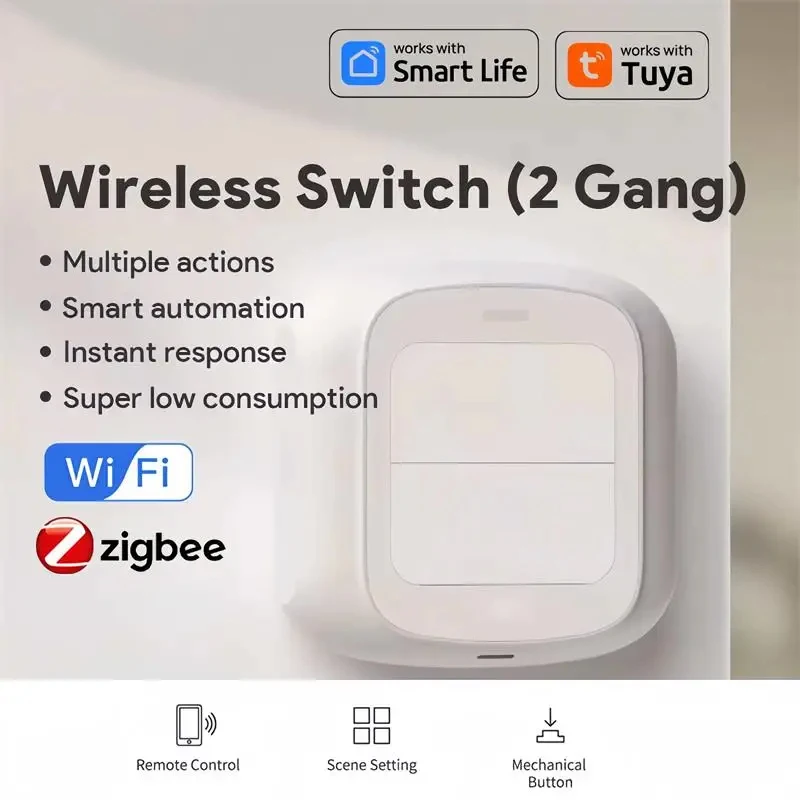 

Wi-Fi/переключатель Zigbee Tuya, умный кнопочный переключатель, 2 группы, 6, беспроводной переключатель сцены, приложение, пульт дистанционного управления, переключатель сценариев автоматизации