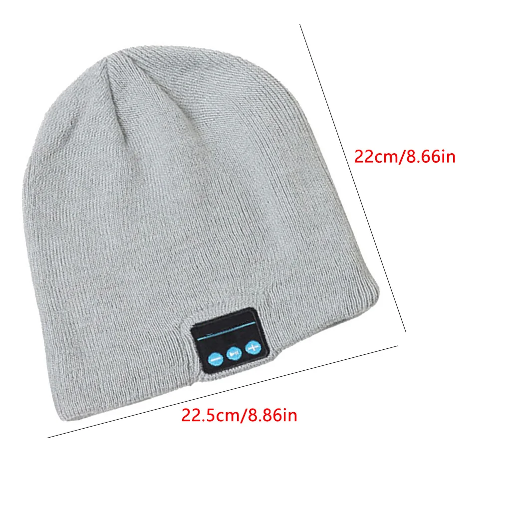 Unisex Knitted Bluetooth 5 0 Hat Mens Womens Outdoor Sports Wireless Music Beanie Hands Free Cap Gray White