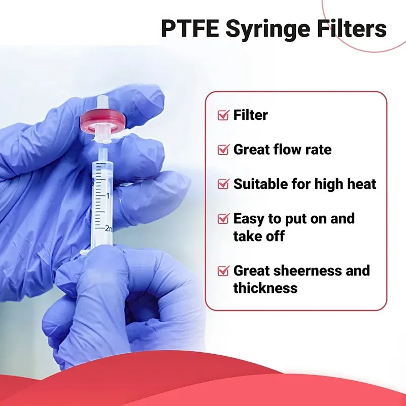 IKEME 100 Pcs PTFE Syringe Filter 33mm 0.45um Needle Filter