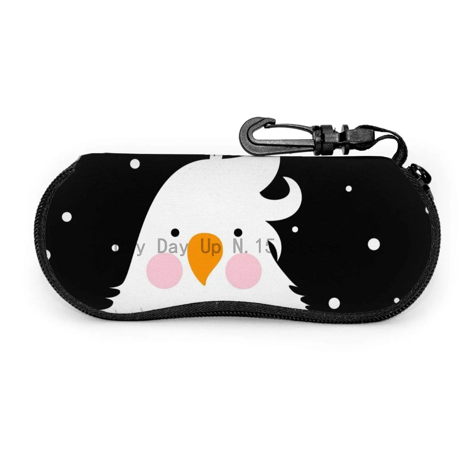 Funny Parrots Black Soft Sunglasses Case for Women Men Portable Neoprene Zipper Eyeglass Case