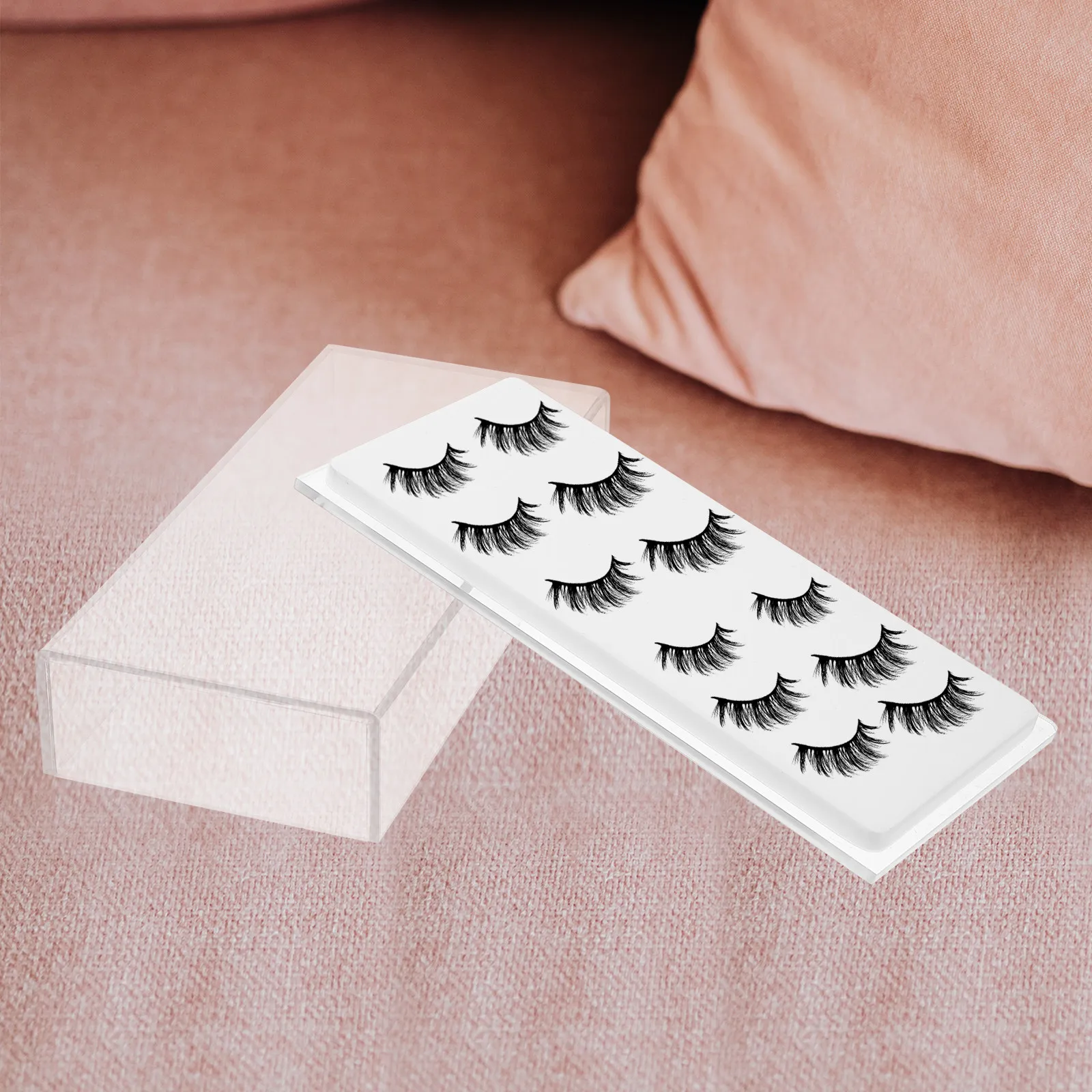 Dust Proof Acrylic Eyelash Storage Box False Lash Case with Lid for Daily Use Travel Salon Display Eyelash Holding Container