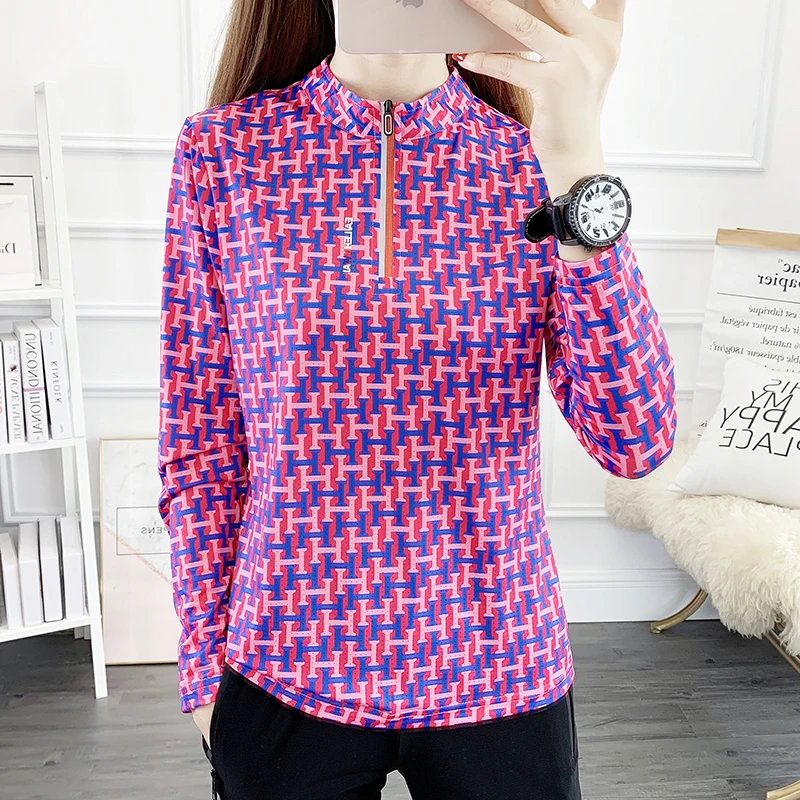 Women's Long Sleeve Casual T-Shirt, Quick Dry, Skin, Sun, UV Protection, Mom, Urban, Outdoor, Hiking, Fishing, Fashion, Autumn