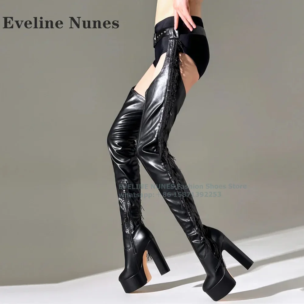 

Платформа в стиле рок, крутые брюки, длинные сапоги для холодильника, большие размеры, круглый носок, массивный каблук, черная боковая молния, сексуальные женские сапоги до бедра