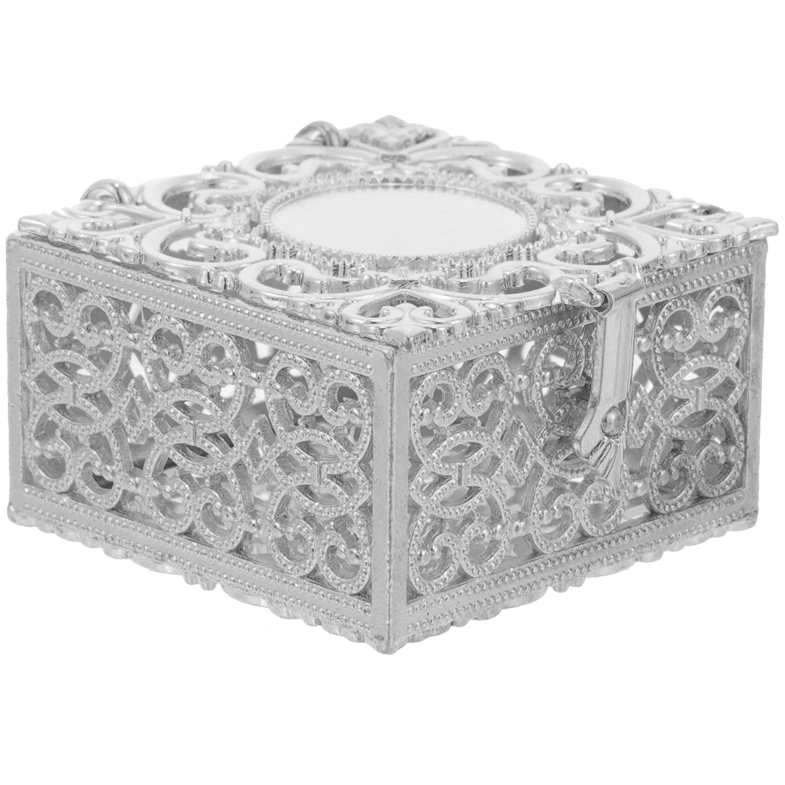 

Metal Gift Box Zinc Alloy Jewelry Container Organizer Case Retro Travel Silver Color Necklace Ring Holder Display