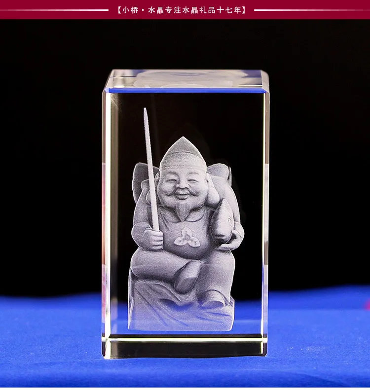Efficacious HOME family Talisman-Japan Money Drawing Martial god of wealth Ebisu GOD Japan Buddha Figurine 3D Crystal statue