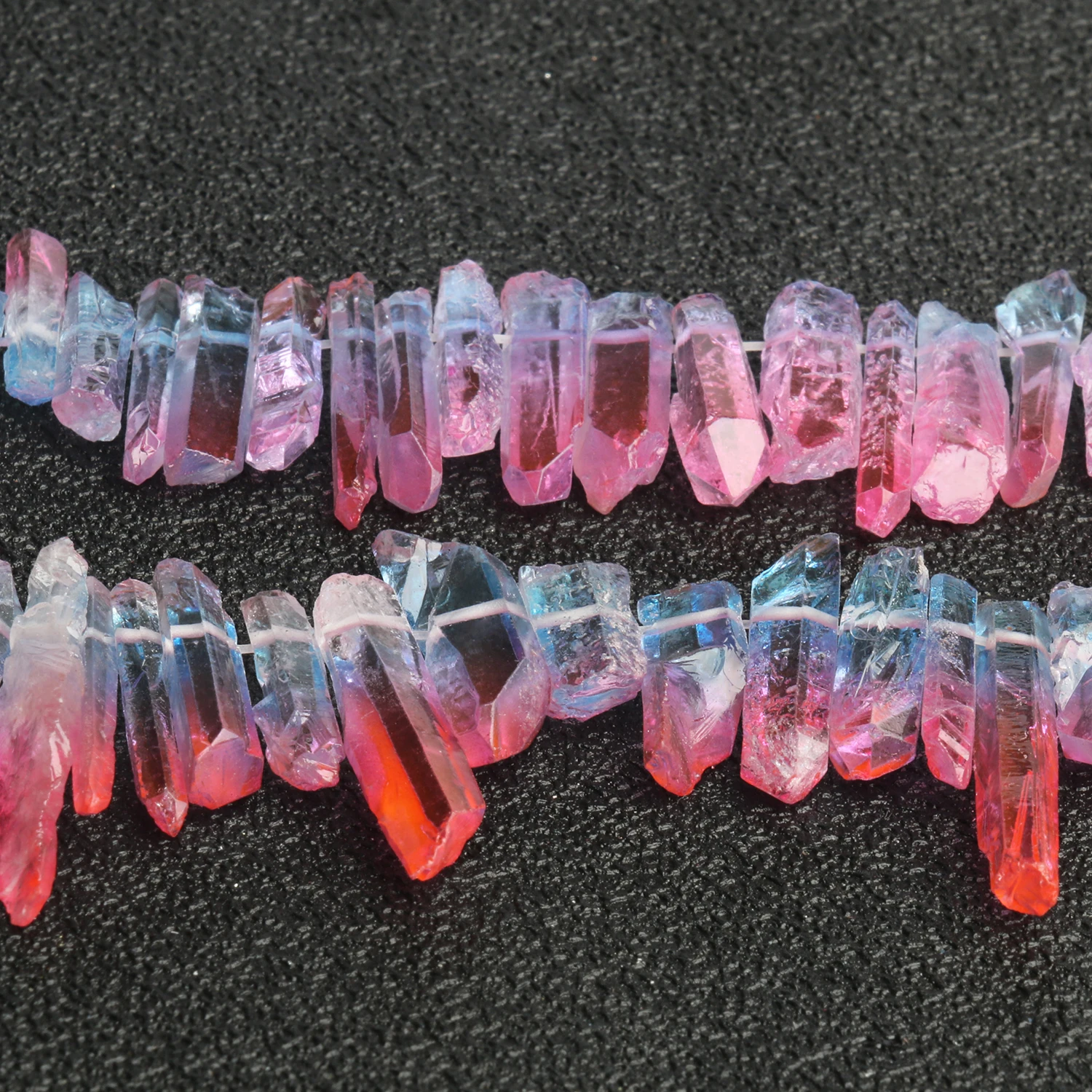 Blue Pink Natural Quartz Crystal Point Beads Top Drilled Graduated Stick Point Loose Bead for DIY Jewelry Making Supply 10-30PCS