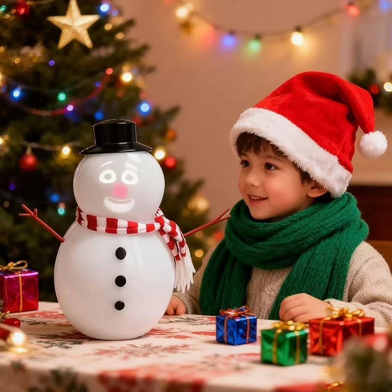 رجل الثلج المتكلم المتحدث مع جهاز عرض مدمج؛ هدية ديكور غناء عيد الميلاد مع أضواء وامضة ومكبر صوت. #4