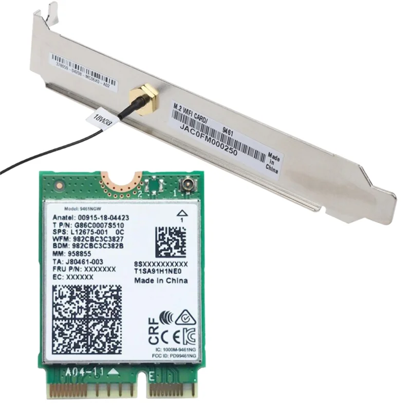 For Intel 9461NGW WiFi Card+Baffle Kit AC 9461 2.4G/5G Dual Band 802.11AC M2 Key E CNVI Bluetooth 5.0 Wireless Adapter