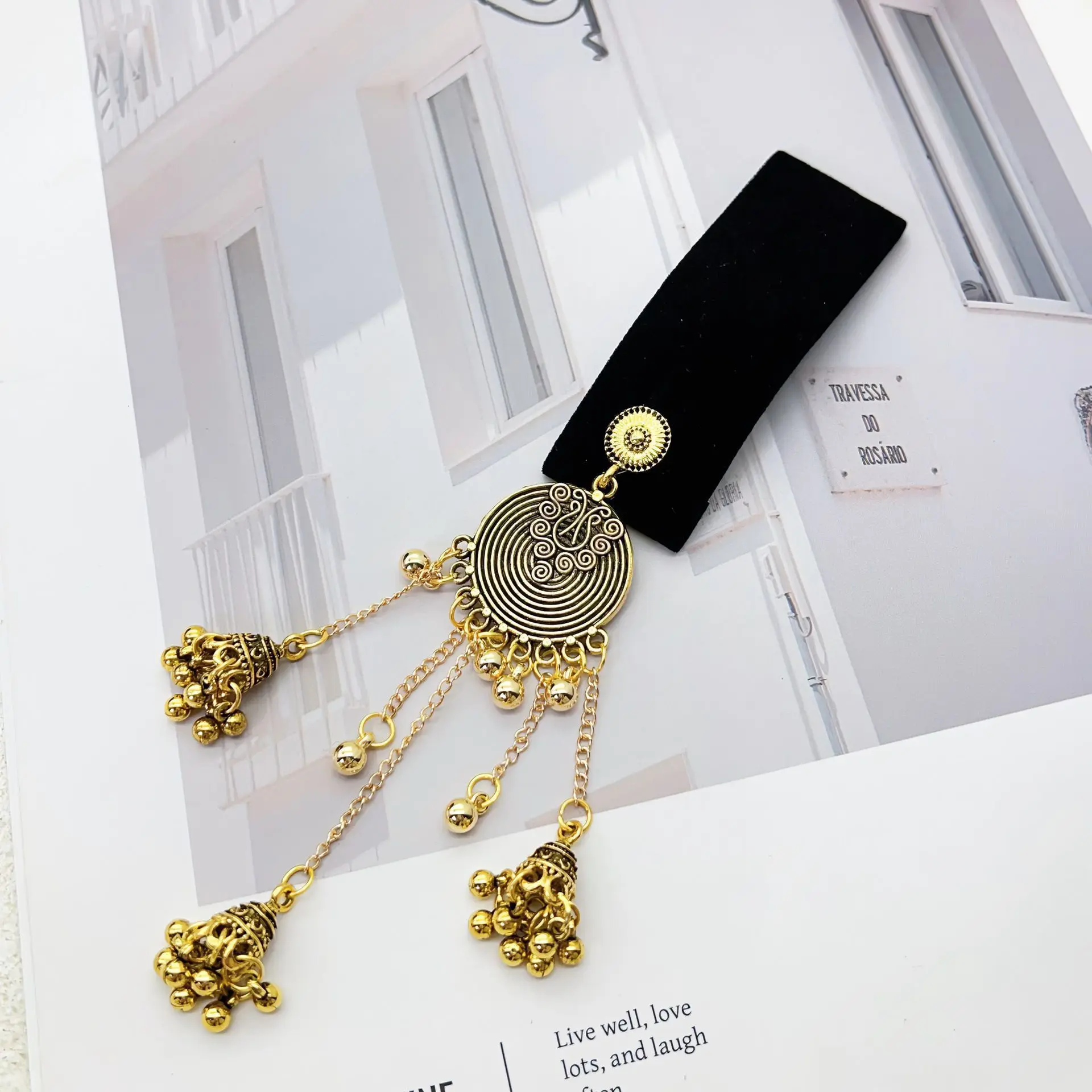 

Miao silver tassel hair accessory, ethnic style long wind chime pendant, hair clip, female side bangs