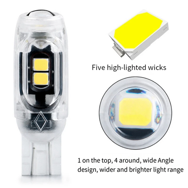 4ชิ้นพวงมาลัย LED ไฟป้ายทะเบียนรถ T10 3030 5Smd LED ไฮไลต์5W5ไม่มีขั้วชิ้นส่วนโคมไฟกว้างแฟลช