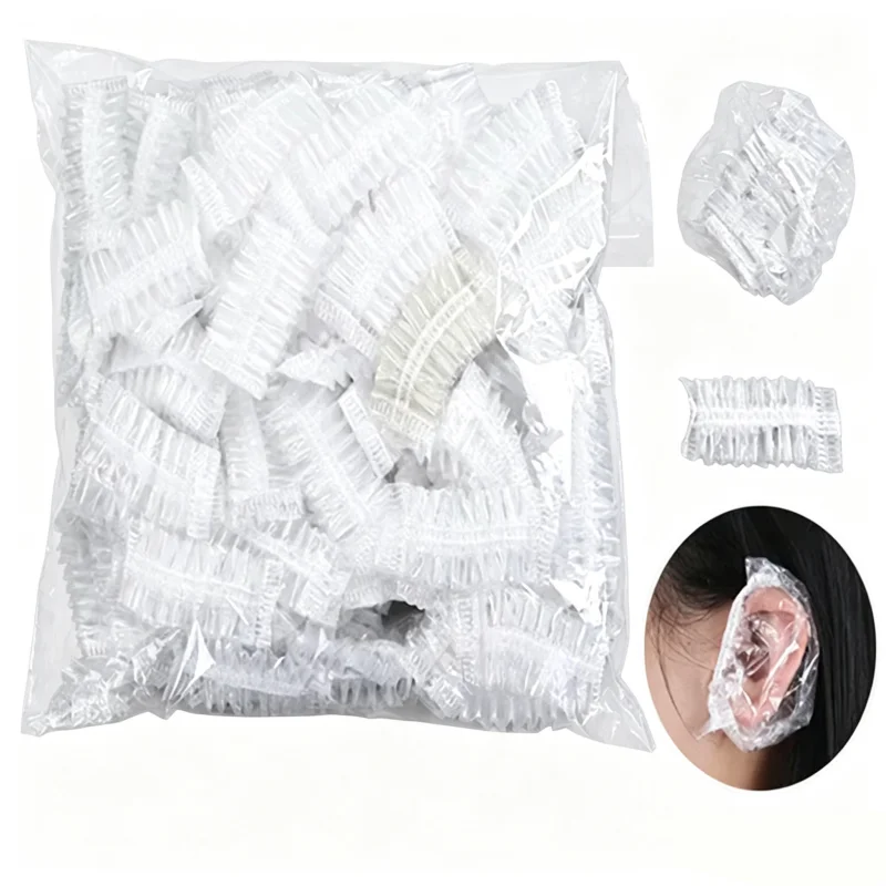 100-1000 Peças Protetores de Orelha Descartáveis para Salão de Beleza, Capas Transparentes para Proteção de Orelha, Touca Protetora para Tintura de Cabelo, Ferramenta para Estilização de Cabelo