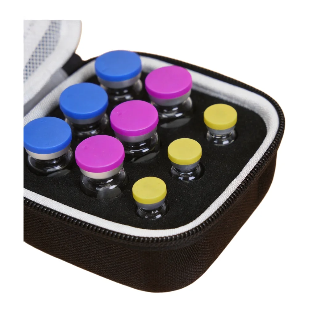 Lightweight Peptide Storage Case Made of Fabric+EVA with 9 10 or 15 Grid Layouts for Vials 11x11x7cm to 17x12x7cm