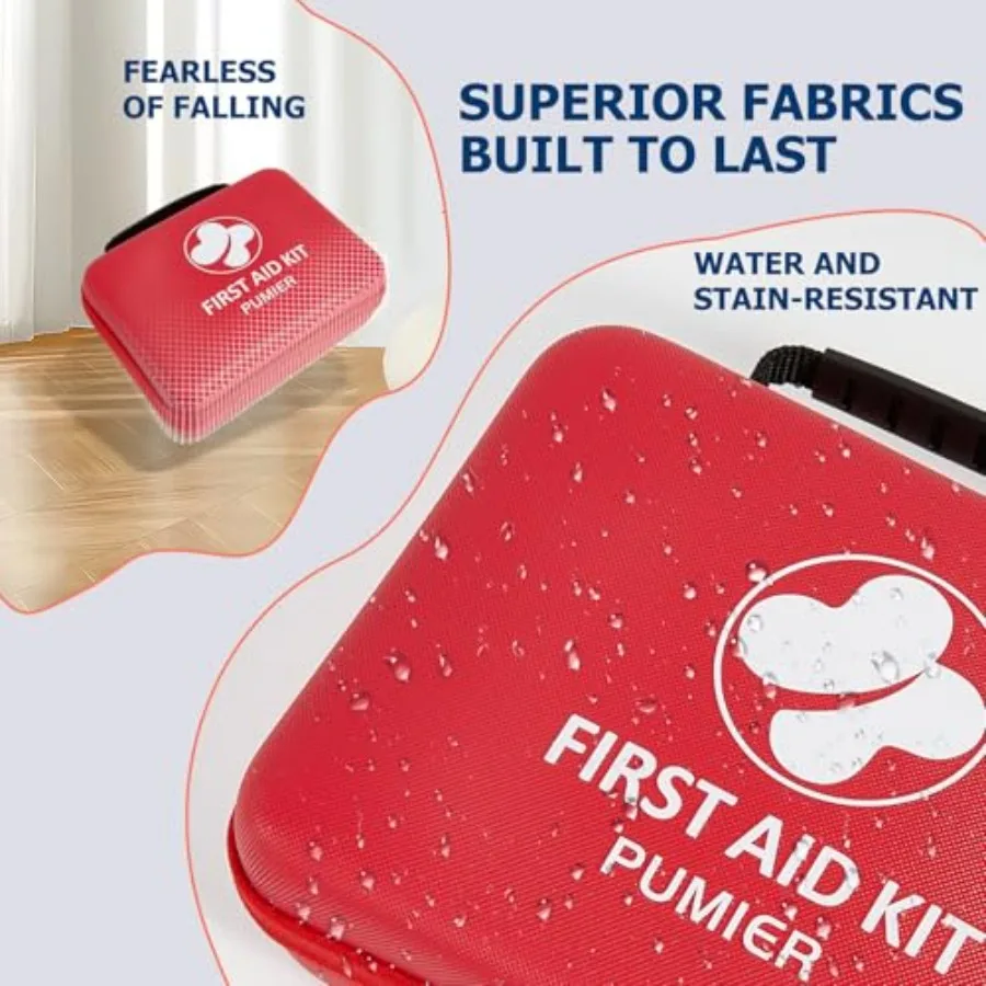 First Aid Kit 368pcs Waterproof Compact Portable Hard Case Ideal for Home Car Travel Businesses Hiking Vehicle Boat Office Surv