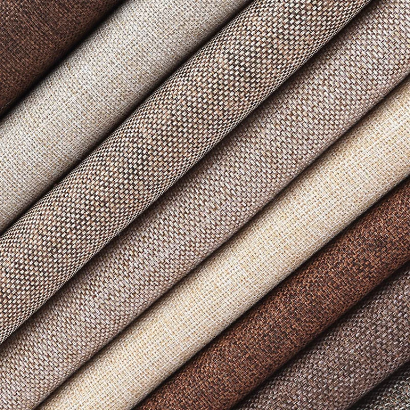 Cotton Linen Polyester Imitation Linen Fabric Thickened Solid Color Dust-proof Cloth Coarse Fabric Canvas DIY Linen Sofa Fabric