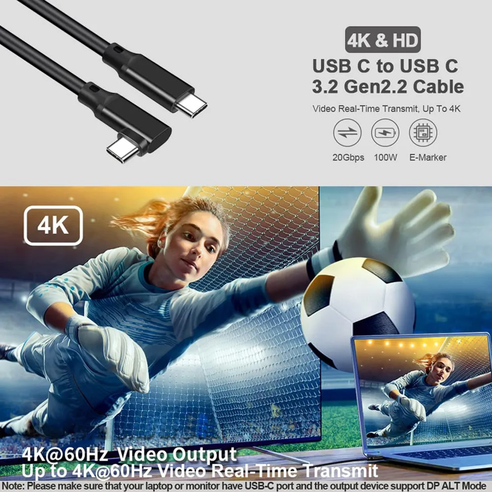 USB3.2 Gen2 Datenkabel USB C zu USB Typ C 20 Gbit/s Transfer 4K 60 Hz PD 100 W Schnellladung USB 3 2 Gen2x2 Kabel für MacBook Switch – Detail 5