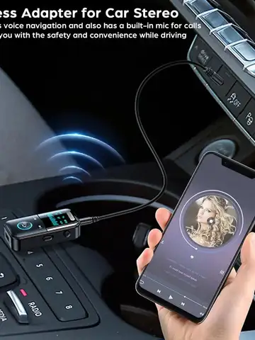 Bluetooth 5.4 Aux Adapter  Audio Receiver Transmitter 3.5mm Jack LED Display for Car/Home Stereo/Wired Headphones/Speaker/TV