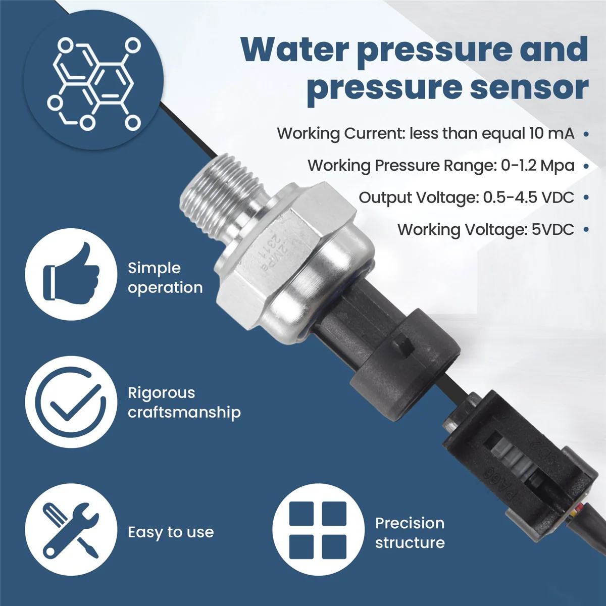 Sensor transductor de presión AA84 5V 0-1,2Mpa aceite combustible para gas agua aire