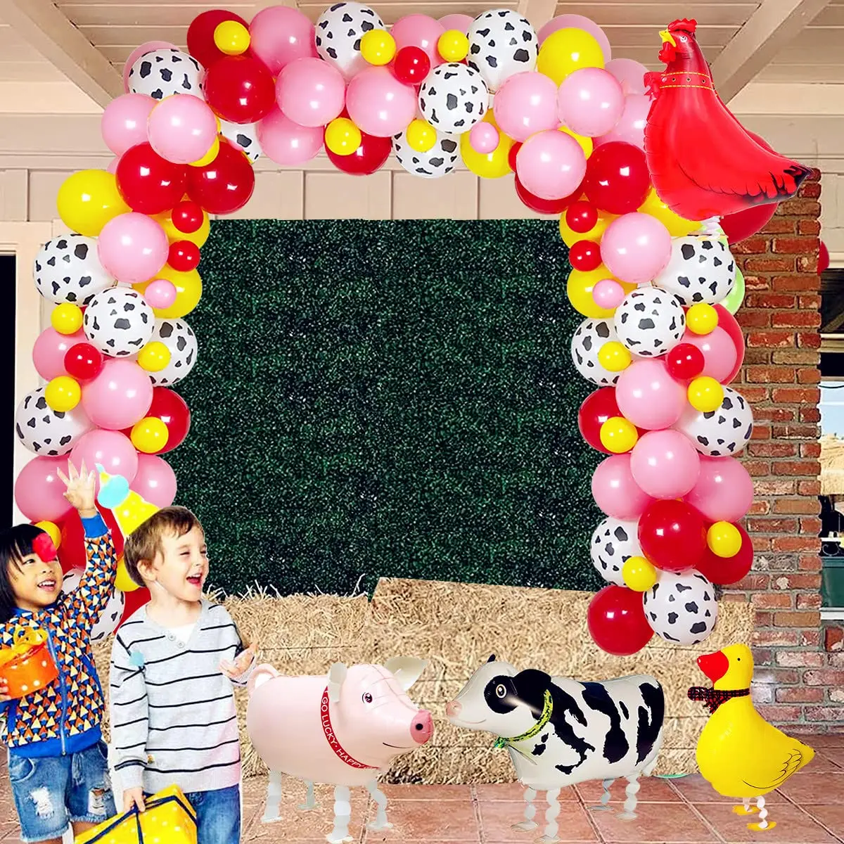 156 Pcs Ranch Aluminum Mold Cow Chicken Duck Dog Pig Balloon Garland Arch Set Birthday Children Farmland Party Decoration Party