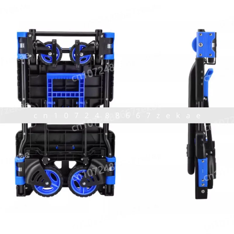 Portable Flat Car Dual-use Household Cart Folding Portable Four Wheeled Flat Car Reverse Foam Cart
