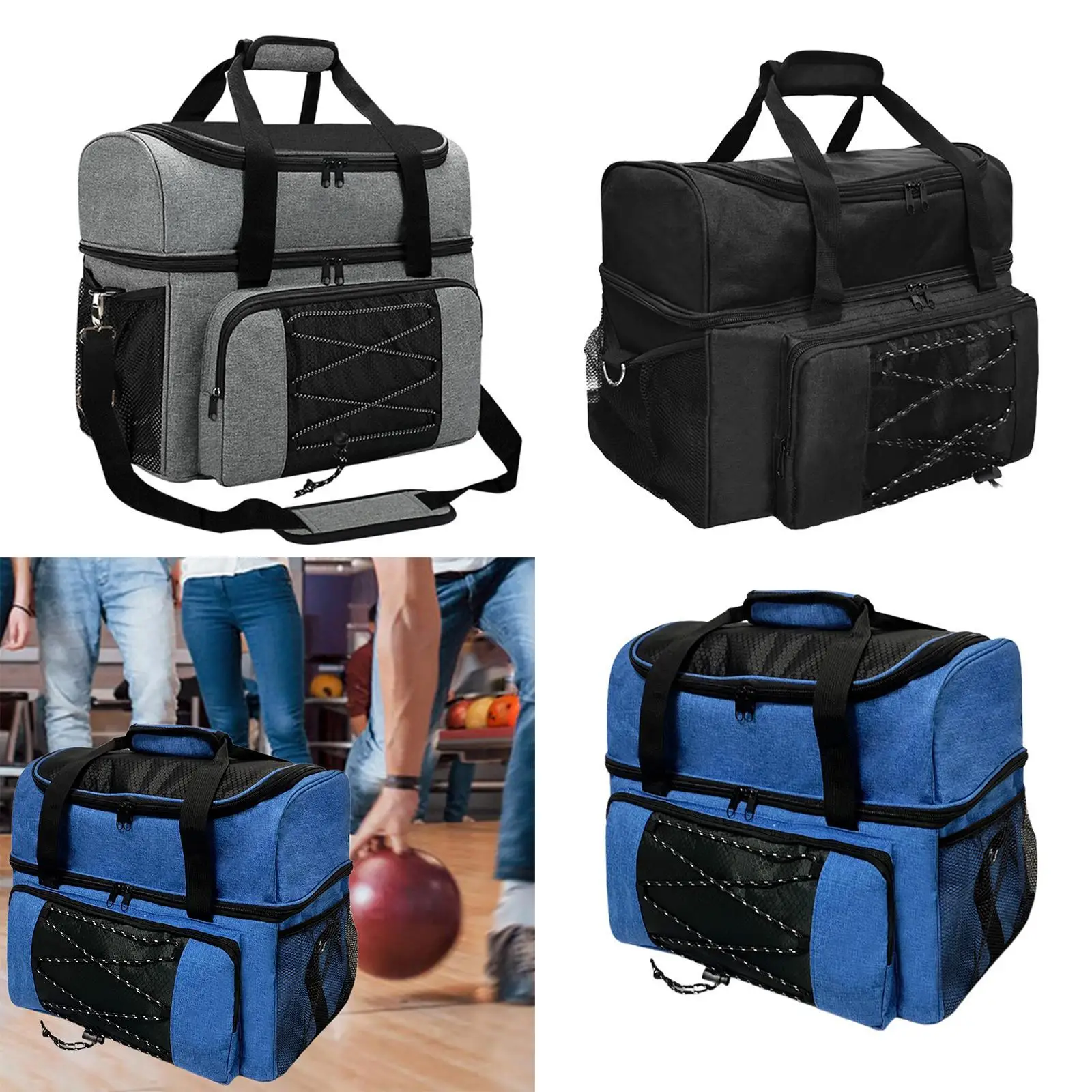 

Bowling Ball Bag Bowling Storage Bag Portable Container Case Sturdy Double Ball