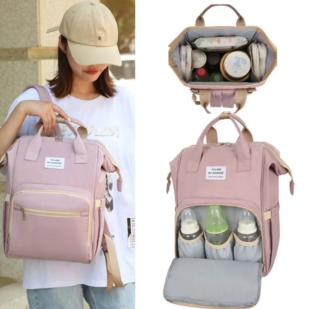 

Portable Mommy Bag Multi-Functional Foldable Baby Diaper Backpack Large Capacity Lightweight Mom's Outting Bag for Nursing