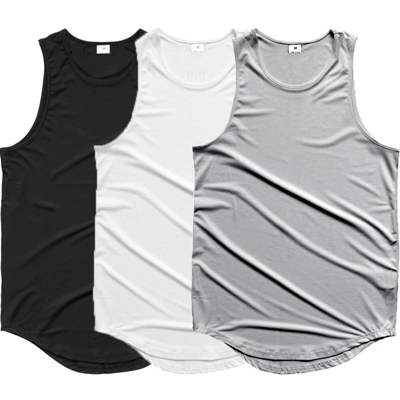 Plain Gym Fitness Bodybuilding Muscle Tank Tops Mens Casual Sleeveless Sport Shirts Summer Quick Dry Mesh Absorb Sweat Singlets