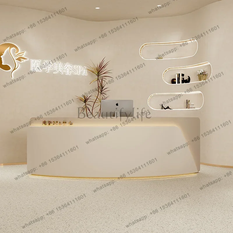 PG Restaurant Front Desk Reception Counter Checkout Arched Classic Reception Desks Beauty Salon Mostrador Recepcion Furniture
