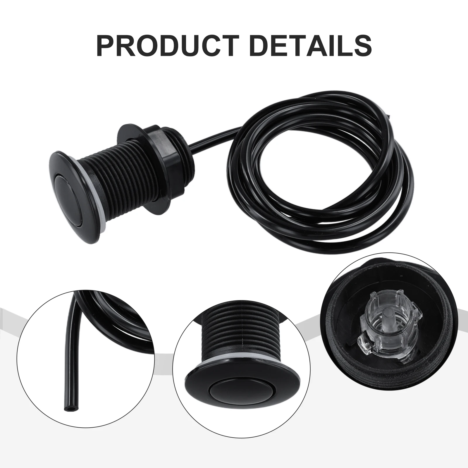 1set Switch Push Button Cover With 1.5m Hose Garbage Disposal Air Switch Food Waste Disposal Device Push Button Replacement Kit