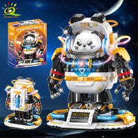 HUIQIBAO MOC Space Panda Astronaut Figures Model Building Block Model Aerospace Man DIY Ornament Bricks Toy For Children Kids