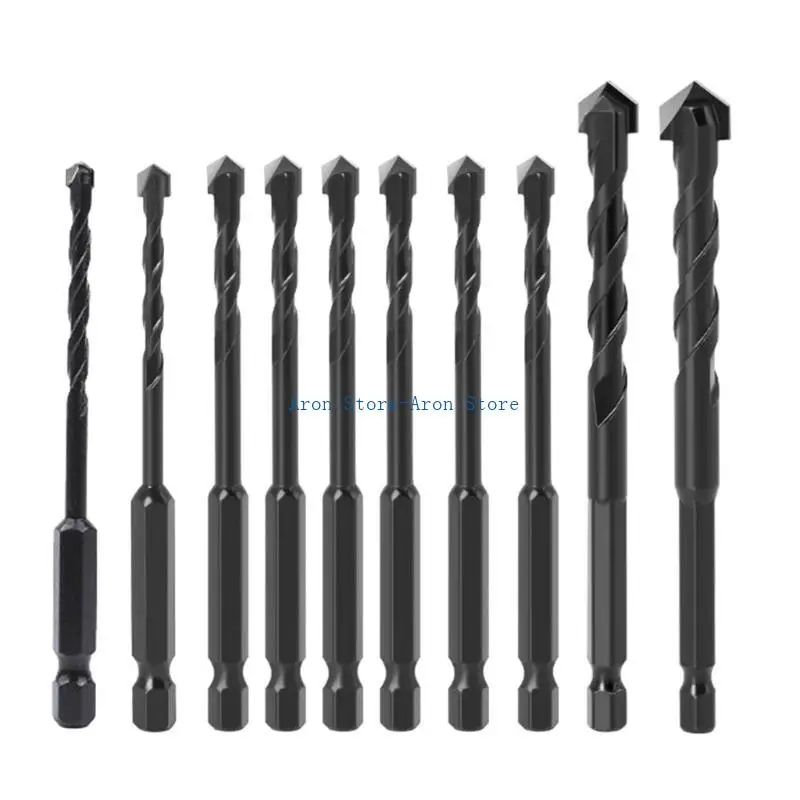 H3CF 10pcs Triângulo hexagonal Aço parede parede parede concreto Bit Bit mármore doméstico Mão perfuração Bit