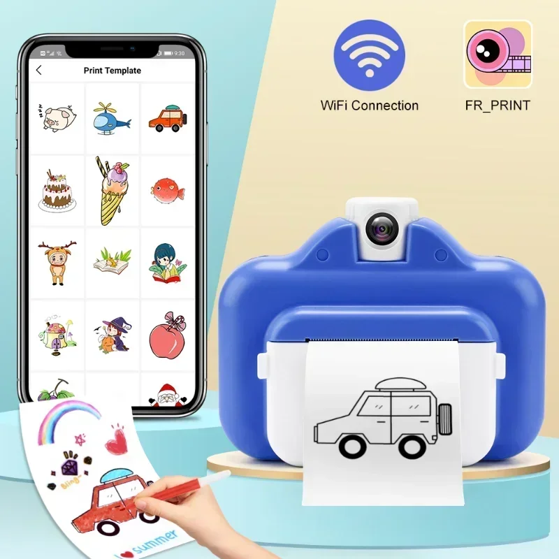 Kinder Kamera Drahtlose WIFI Instant Print 1080P HD Kamera Thermodrucker Telefon Drucker 32GB Karte Kinder Digital Kamera spielzeug
