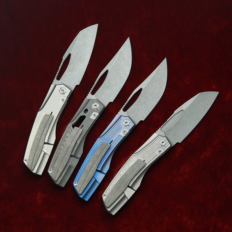 Cuchillo plegable LEMIFSHE Protean Hollow 154CM titanio cerámico