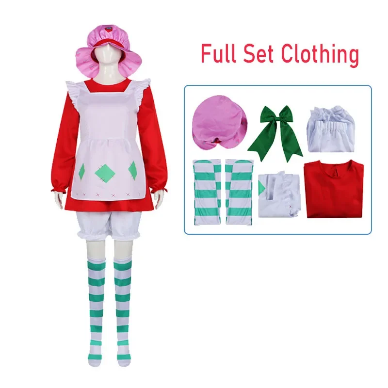 

1980 Classic Strawberry Shortcake Cosplay Costume Suit Women The World of Strawberry Shortcake Halloween Fancy Dress