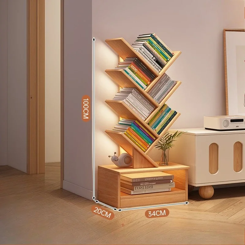 Solid Wood Tree-shaped Bookshelf Floor-to-ceiling Does Not Take Up Space Shelf Living Room Storage Shelf Display Shelf Household image 3