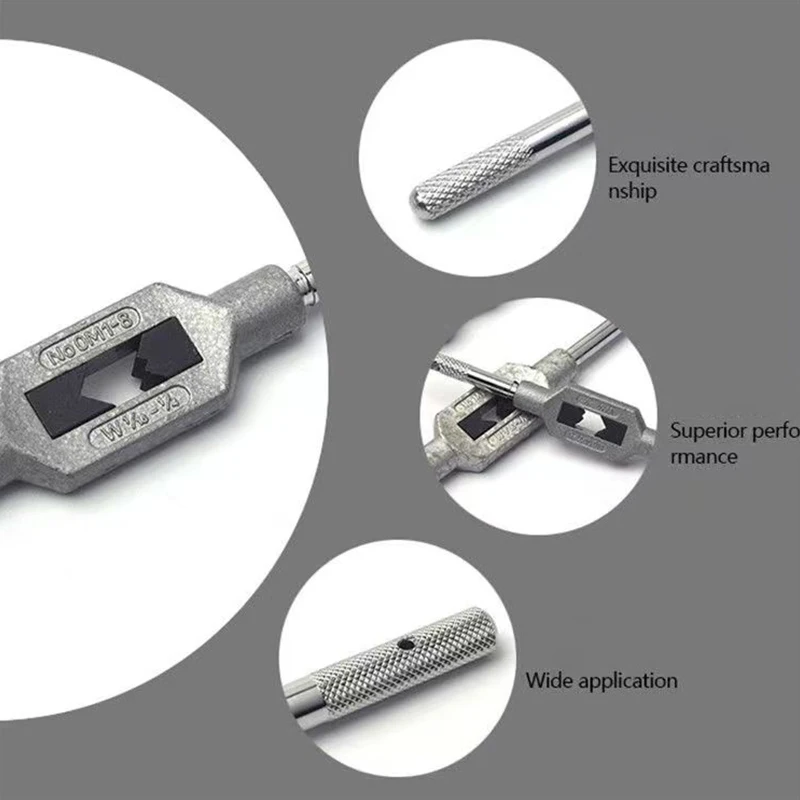 Support de tarauds à main en acier, poignée de taraud à filetage, outils d'alésoir de taraudage, enveloppés réglables